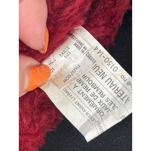 Vintage late 70s early 80s ladies coat, grey and burgundy parka, hooded - Picture 8 of 9